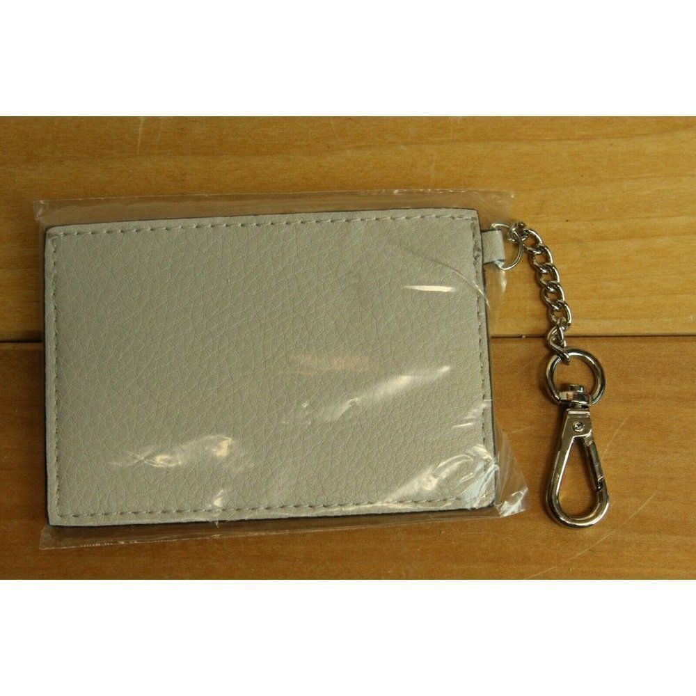 Anne Klein Cardcase Cardholder Clip On Wallet Faux Leather Ivory Stone NEW